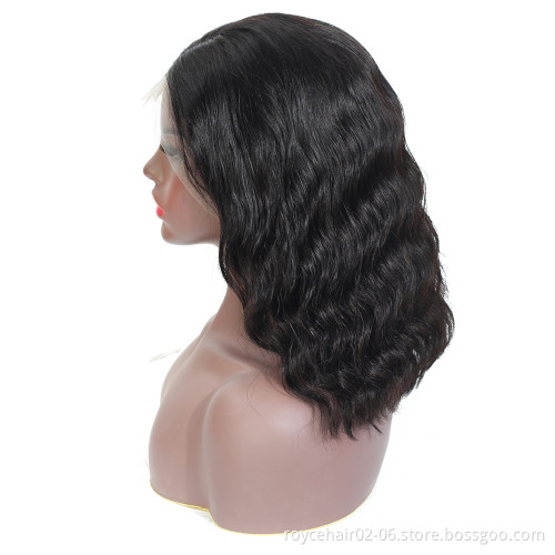 10A Grade 10 12 14 16 Inch 100% Real Human Hair Wigs,Brazilian Virgin Remy Hair Body Wave Short Bob Curly Bob Lace Front Wig